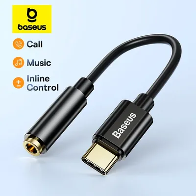 Baseus Type C to 3.5mm Aux Adapter Earphone USB C Cable Headphones Adapter 3.5 Jack Audio cable For