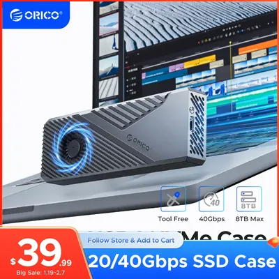 ORICO USB4 40Gbps Enclosure with Cooling Fan 8TB PCIe4.0 NVME Enclosure Aluminum Compatible