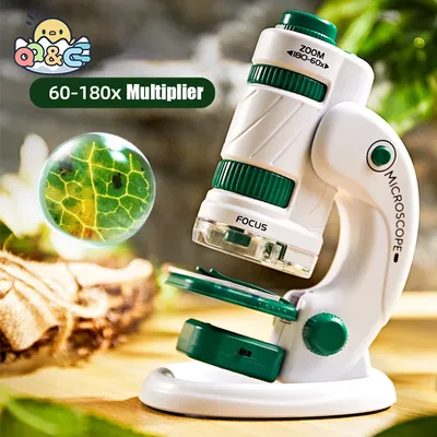 Kid Science Experiment Pocket Microscope Toy Kit 60-120x Educational Mini Handheld Microscope with