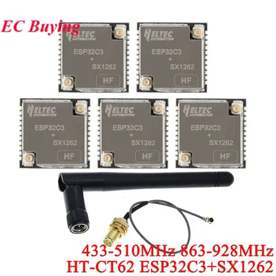 5Pcs/1pc HT-CT62 ESP32C3 SX1262 Bluetooth-compatible BLE LoRa LoRaWAN Node WiFi Wireless Module