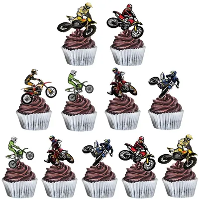 Dirt Bike Birthday Party Decor Motorcycle Cupcake Topper Boy Motorcycle Birthday Cake Decors Dirt