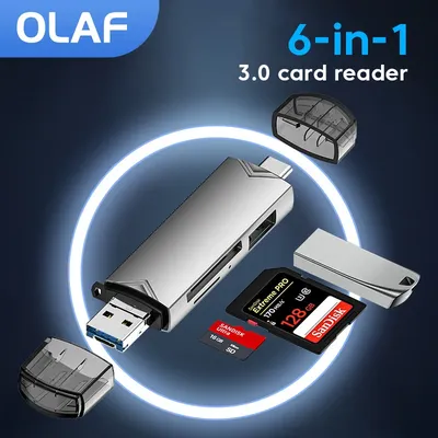Olaf OTG Type C Micro tf sd card Reader type c to usb otg adapter 6 in 1 USB 3.0 TF card USB flash