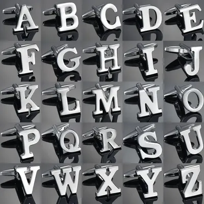 Simple Silver Color 26 Letter Cufflinks for men A to Z Alphabet Initial Cuff Links Business Suit