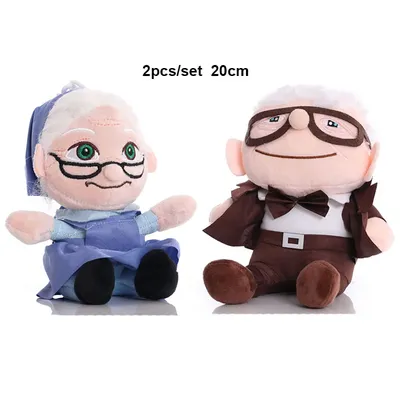 2pcs/set 15/20cm Brinquedos the Movie UP Carl Grandfather Grandmother Cartoon Stuffed Soft Plush