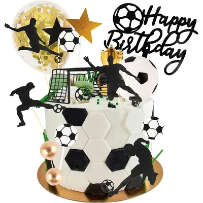 34PcsFootball Boy Cake Decoration Football Field Player Doll Cupcake Top Happy Birthday Decoration