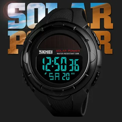 SKMEI 1405 Solar For Power Enviormentally Alarm Male Clock reloj hombre Men Luminous Watches Sport