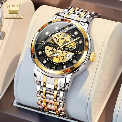 OLEVS Top Brand Automatic Watches for Man Original Skeleton Waterproof Stainless Steel Elegant