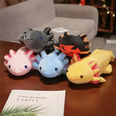 Colorful Big Axolotl Doll Cute Newt Salamandra Plush Toy Soft Underwater Animal Pink Yellow Grey