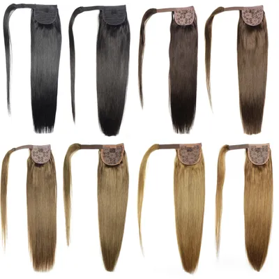 ZZHAIR 100% Human Hair Extensions 16"-28" Machine Made Remy Magic Wrap Around Ponytail 60g-120g Clip