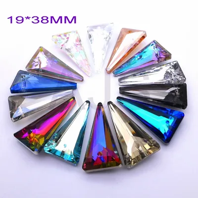 12pcs 19*38MM Crystal Faceted 6480 Spike Triangle Shape Pendants Jewelry Earrings Necklace Wedding