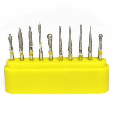 Dental Clinic Kit 10 pieces/set 4106 Extra Fine Yellow Dental Diamond Bur High Speed Ceramics Composite Polishing Dentist Tools