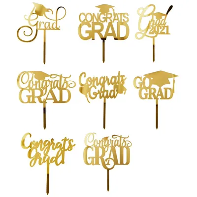 Graduation Season Birthday Cake Topper Gold Congratulations You Got It Grad Acrylic Cake Toppers for