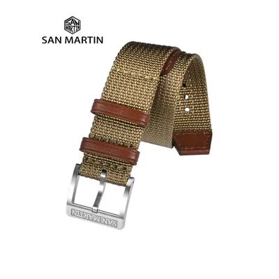 San Martin High Quality Nylon Strap 20mm Pilot Military Watch Band Universal Type Fashion Sports Strap 316L Buckle Watch Parts