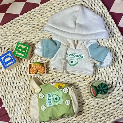 Doll Clothes for 20cm Idol Doll Outfit Accessories Avocado Sweatshirt Overalls Set for Super Star