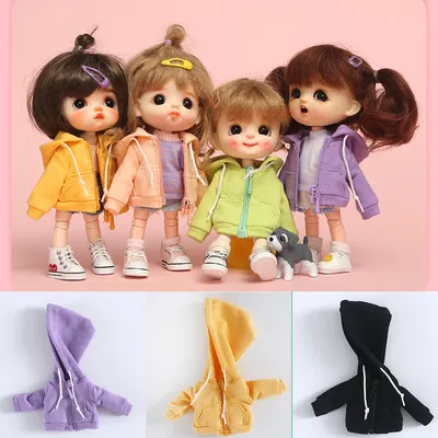 Ob11 Doll Clothes Cute Coats Hoodies Sweatshirts With Zipper Doll Accessories For Obitsu11, Molly,