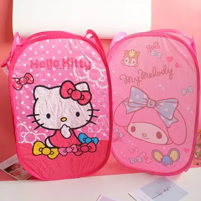 Sanrio cartoon Hello Kitty Foldable Laundry Basket Storage Bag Dirty Clothes Laundry Hamper Melody Cinnamoroll Toy Organizer Bag