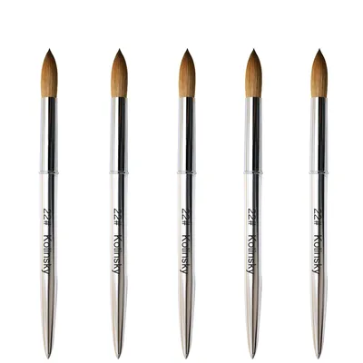 100% Kolinsky Acrylic Nail Brush Round Silver Handle Professional Manicuring Salon Quality for
