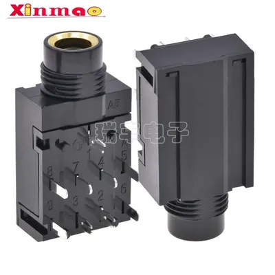 2pcs 6.5mm female socket, diameter 6.35, nine pin audio base, microphone power amplifier, earphone socket, large three core