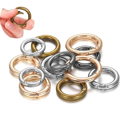 5Pcs/Lot O Ring Clasp Metal Spring Gate Keyring Buckles Clips Carabiner Handbags Dog Chains For DIY Jewelry Making Findings