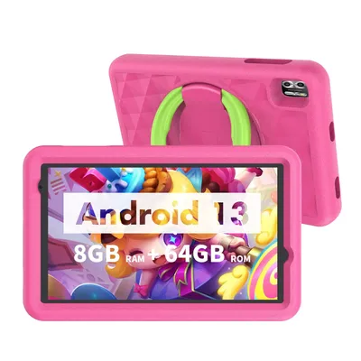 VASOUN Kids Tablet 8 Inch, Android 13 Quad Core, 8GB(4+4expand)RAM+64GB ROM, 5000mAh, Dual Camera,