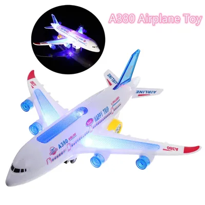 Electronic Aeroplane Toy with Music Autopilot Flash Sound Aircraft Automatic Rotation Plane