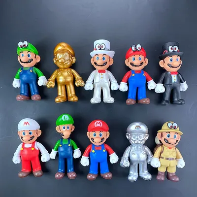 New Super Mario Toys Luigi Peach Bowser Yoshi Wario Action Figure Anime Model Toys Cartoon Doll