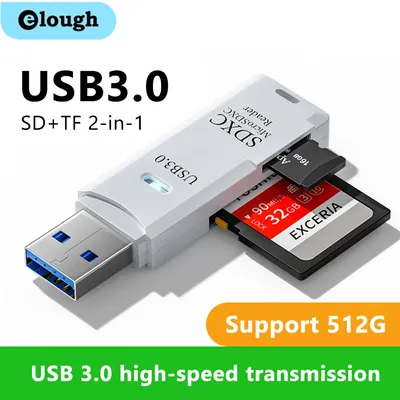 2 in 1 USB 3.0 Card Reader Micro sd card Reader usb adapter High Speed Cardreader TF Memory card For