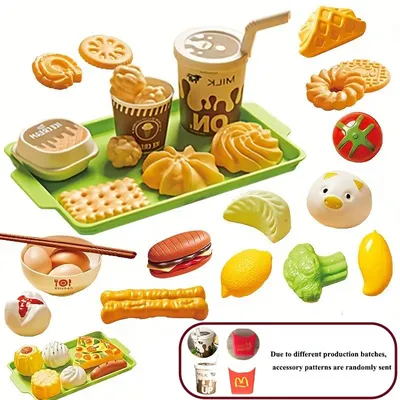 Kids Mini Kitchen Toy Pretends Play Simulated Food Hamburger Cookie Miniature Accessories for