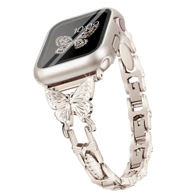 Diamond Butterfly for Apple Watch band 40mm 44mm 41mm 49mm 45mm 38mm Metal Bracelet iWatch series se