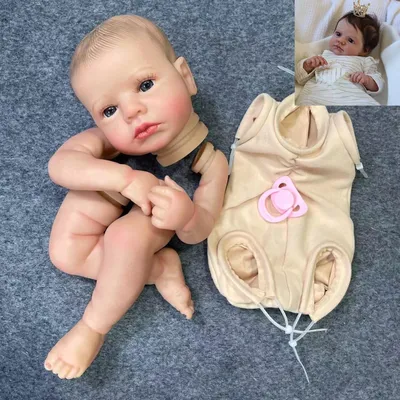 20Inch Already Painted Reborn Baby Kit LouLou Awake With Hair and Eyelashes 3D Painted Skin