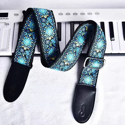 Colorful Embroidered Guitar Strap Acoustic Electric Bass Guitar Ukulele Cotton Shoulder Belt