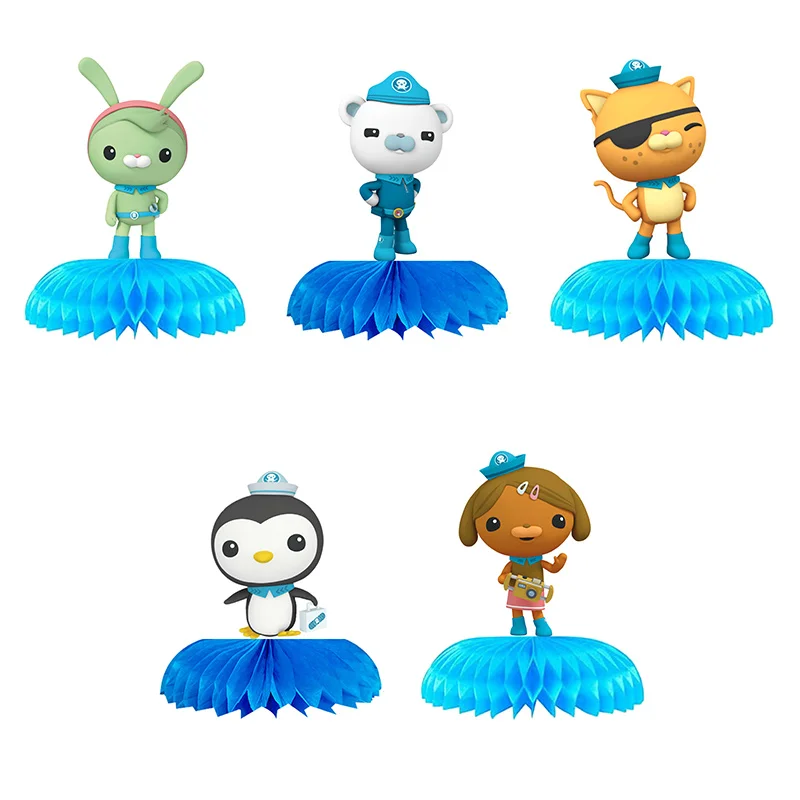 5pcs The Octonauts Theme Cartoon Birthday Party Desktop Honeycomb Party Decorations Supplies Children Gifts Baby Shower Toys