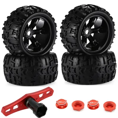 4pcs/pack 1/8 Scale 17mm Hex RC Truck Tires and Wheels Set Glued for Traxxas Maxx Tmaxx E-Revo Revo