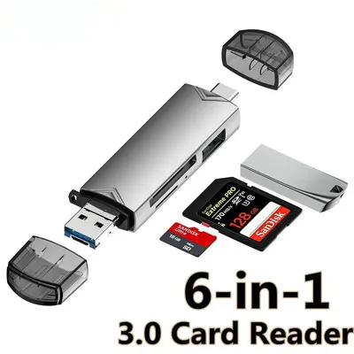 6 in 1 Otg Type C Card Reader USB 3.0 Micro Sd Mini Adapter TF USB Flash Drive Converter Mobile