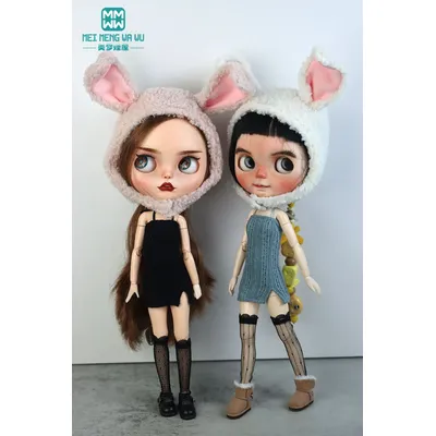 1PCS Blyth Doll Clothes Fashion Rabbit ears plush hat multicolor for Blyth , Azone, OBitsu, FR Toys gift
