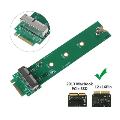 1Pc For MacBook Air Pro 12+16 Pins SSD To M.2 Key M (NGFF) PCI-e Adapter Converter Card For PC