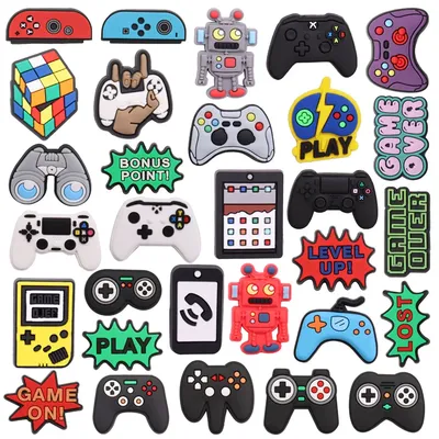 1-30PCS PVC Shoe Charms Gamepad Robot Mobile Phone Game Console Buckle Accessories