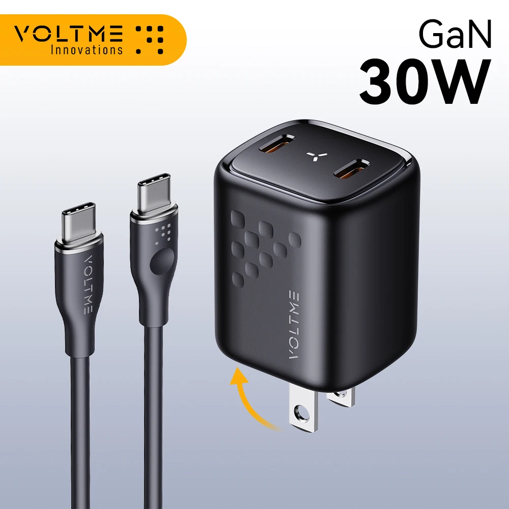 VOLTME GaN 30W Fast USB Charger PD Fast Charging For iPhone 15 14 USB Type C Fast Charger Quick Charge For iPad Pro Samsung S21