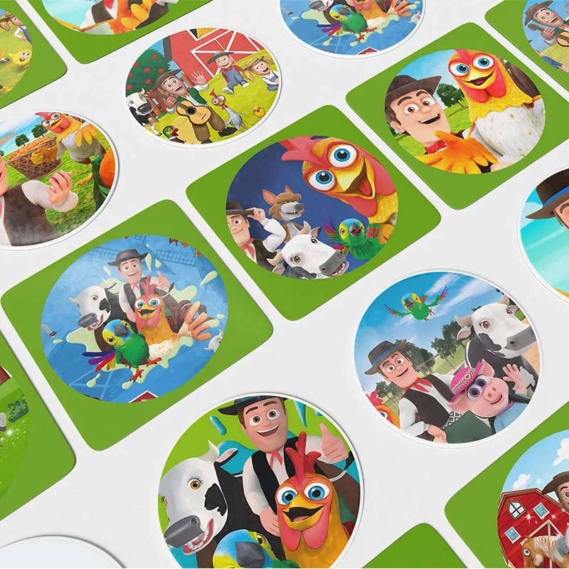 Cartoon Farm Animals Decoration DIY Stickers Scrapbook Flat Skateboard Guitar Waterproof Round Stickers Gifts