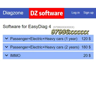 1 Year 2 Years Diagzone Pro Software Open Software Subscription for Easydiag 4, TD(97986), Golo Master 4(97977)