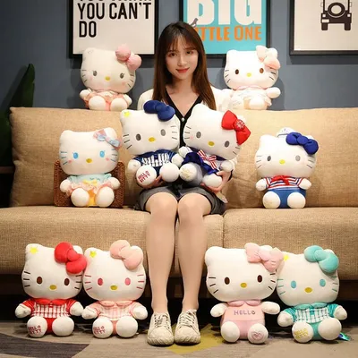 Sanrio Hello Kitty Kuromi Throw Pillow Baby Stuffed Toys Anime Cat Plush Toys Plushie Kids Gifts