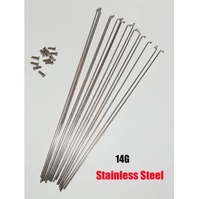 Bicycle Stainless Steel Spokes Silvery 14G 304 36pcs Mountain Racing Bike J Bend with Nipples 12mm