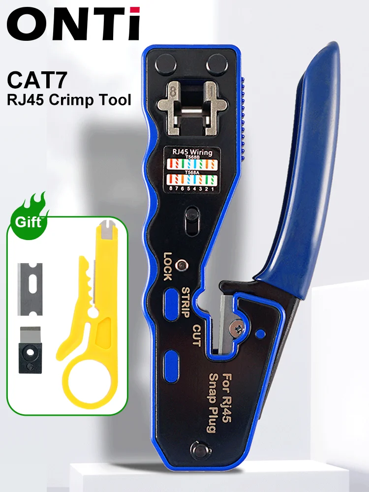 RJ45 UTP Crimper Network Tools Ethernet Cable Stripper Through-hole Connector CAT5/6/7/8 Pliers Pressing Wire Clamp Tongs Clip