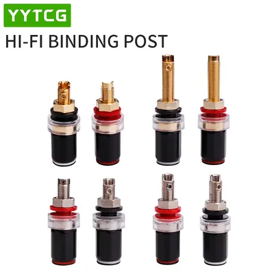 HIFI 4Pcs Gold/Rhodium Plated Copper Speaker Binding Post Free Welding Copper Speaker Amplifier