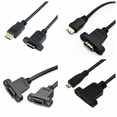 30cm Mini HDMI-Compatible Male to HDMI Micro HDMI Female Extension Connector Screw Lock Panel Mount