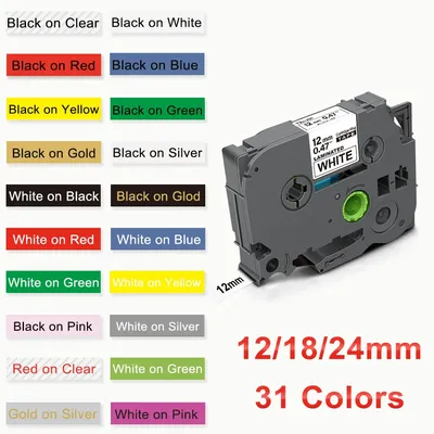 12/18/24mm 231 Label TZ231 TZ241 TZ251 Laminated Tape TZ 231 241 251 Ribbon Compatible for Brother