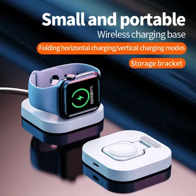 2 in 1 Portable Wireless Charger for IWatch 8 7 6 5 4 Magnetic Charging Dock Station Type C Charger