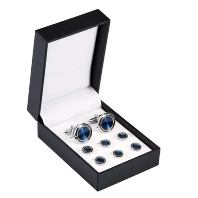 Luxury wedding Cufflinks Set Round Cufflink tuxedo studs Set High Quality Gold Color Plated Mens