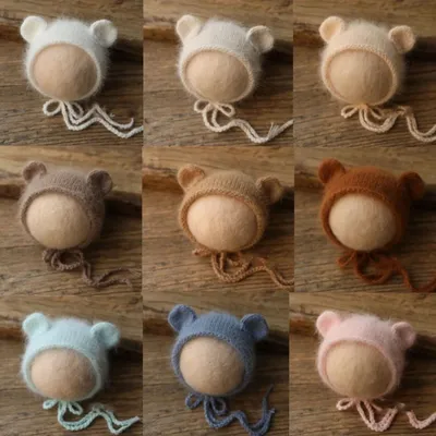 Newborn Wool Hat Newborn Photography Props Knit Baby Girl Boy bear Hat Baby Photography Props