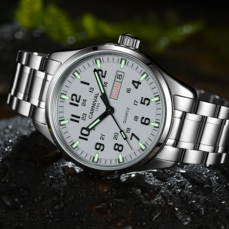 Luminous Watch Men 2020 CARNIVAL Mens Watches Top Brand Luxury Waterproof Sports Quartz Wristwatch Japan Movement Watch For Men
